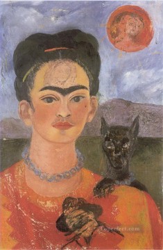 フリーダ・カーロ Painting - 胸にディエゴ 眉間にマリアの肖像のある自画像 フェミニズム フリーダ・カーロ